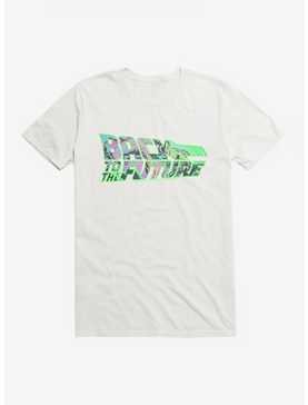 Back To The Future Green Neon Outline Script T-Shirt, WHITE, hi-res