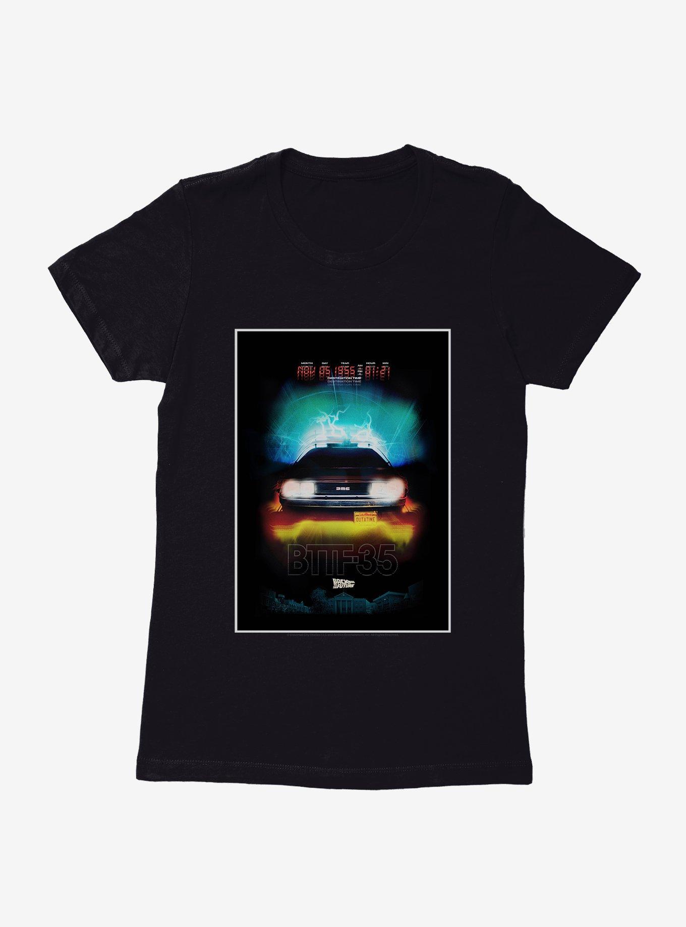 Back To The Future 35 DeLorean Poster Womens T-Shirt, BLACK, hi-res