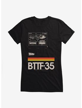 Back To The Future DeLorean Diagram Girls T-Shirt, BLACK, hi-res