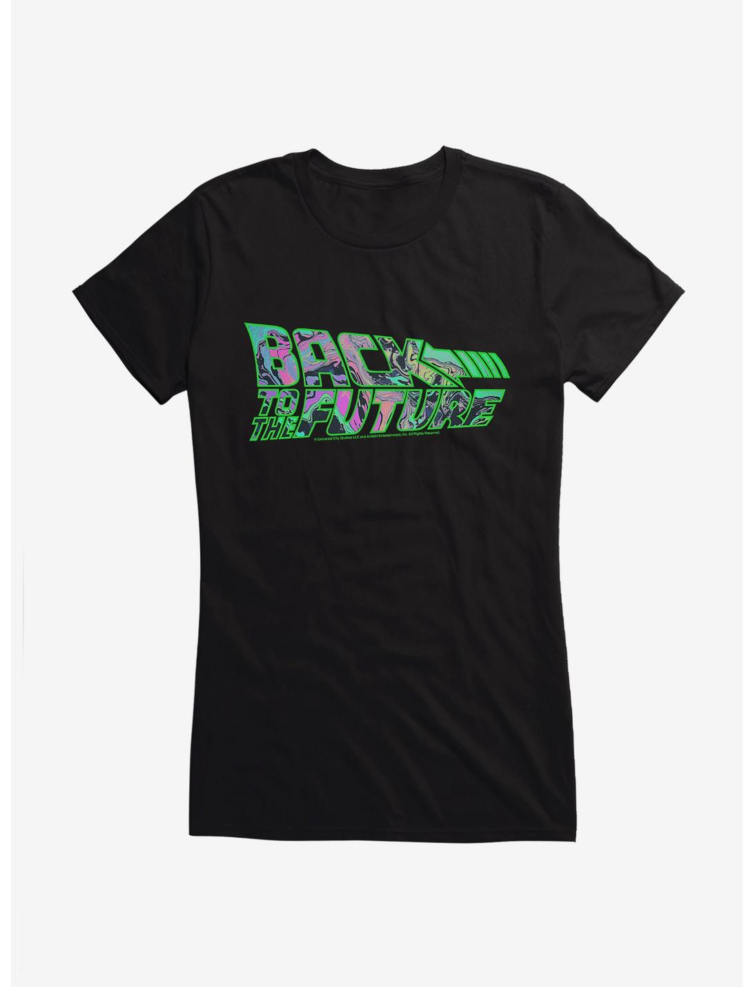 Back To The Future Green Neon Outline Script Girls T-Shirt, , hi-res