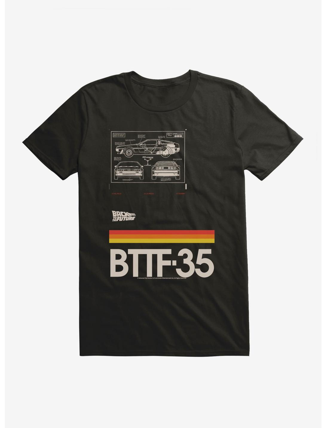 Back To The Future DeLorean Diagram T-Shirt, BLACK, hi-res