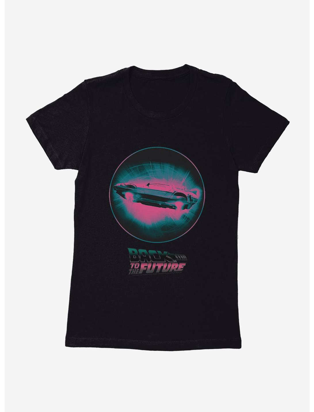 Back To The Future DeLorean Neon Womens T-Shirt, BLACK, hi-res
