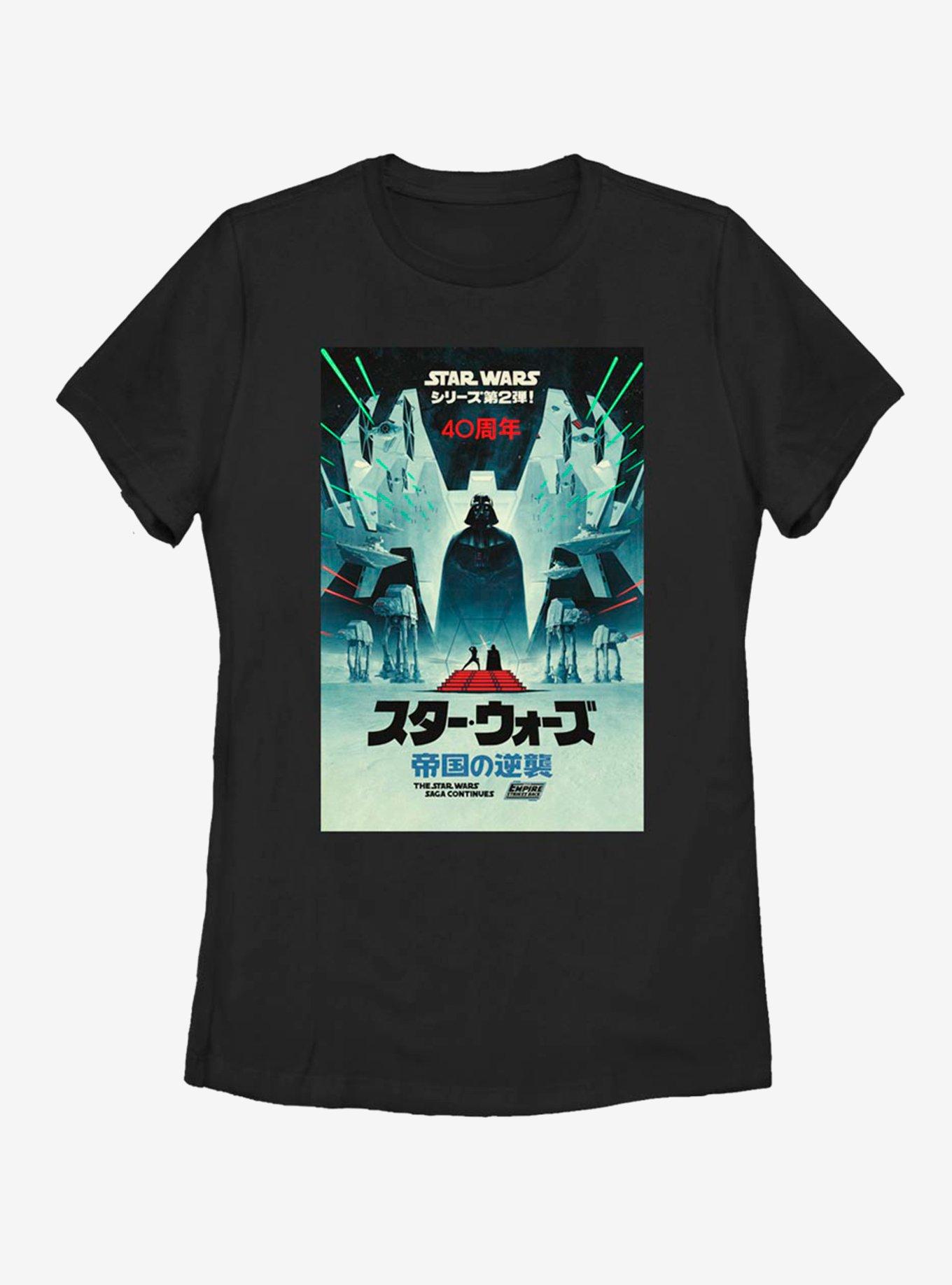 Star Wars Episode V: The Empire Strikes Back 40th Anniversary Japanese Poster Womens T-Shirt, BLACK, hi-res