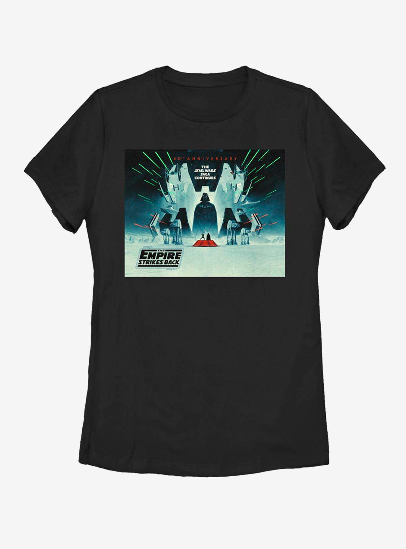 Star Wars Episode V: The Empire Strikes Back 40th Anniversary Wide Poster Womens T-Shirt, BLACK, hi-res
