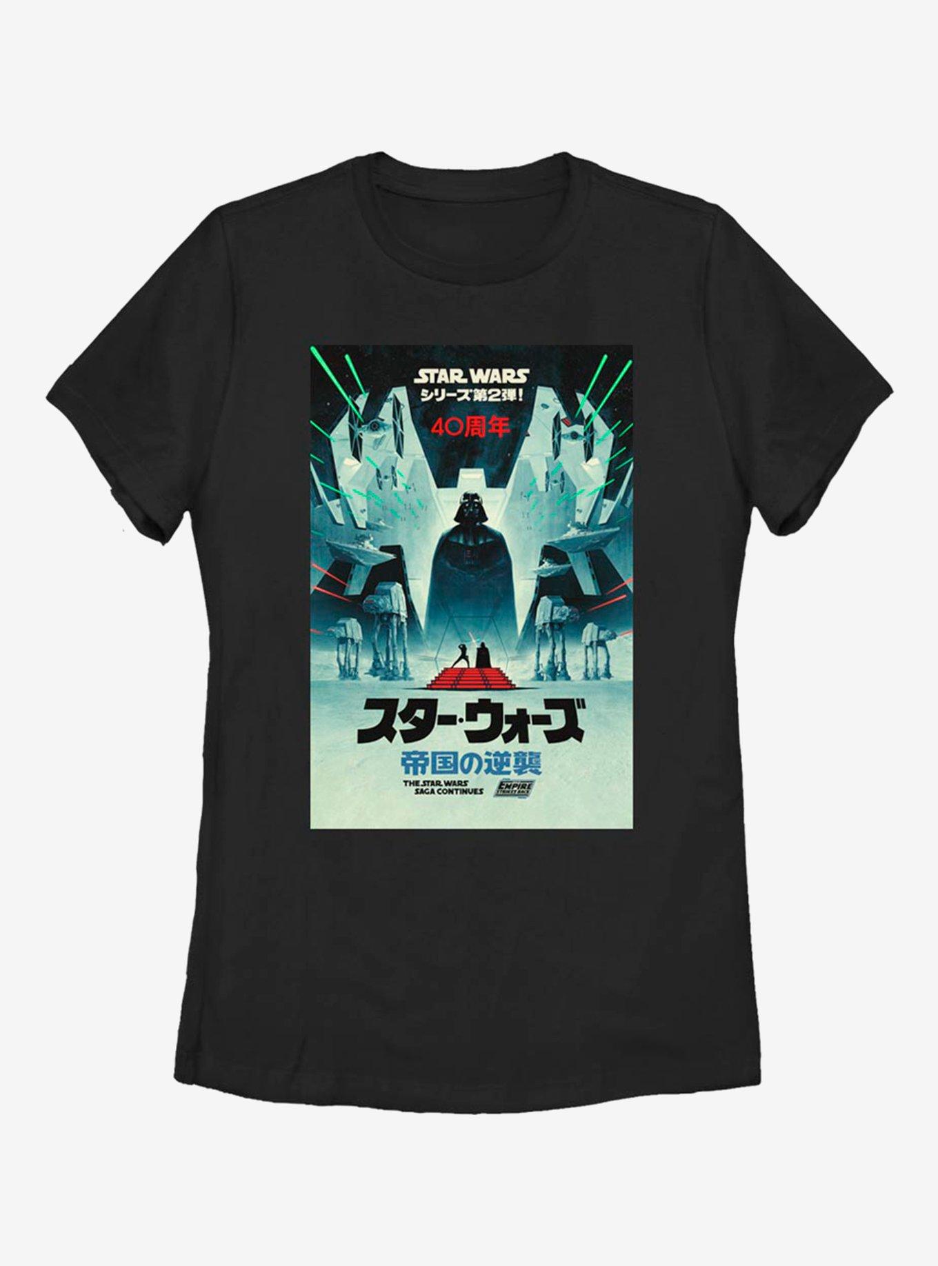 Star Wars Episode V: The Empire Strikes Back 40th Anniversary Japanese Poster Womens T-Shirt, BLACK, hi-res