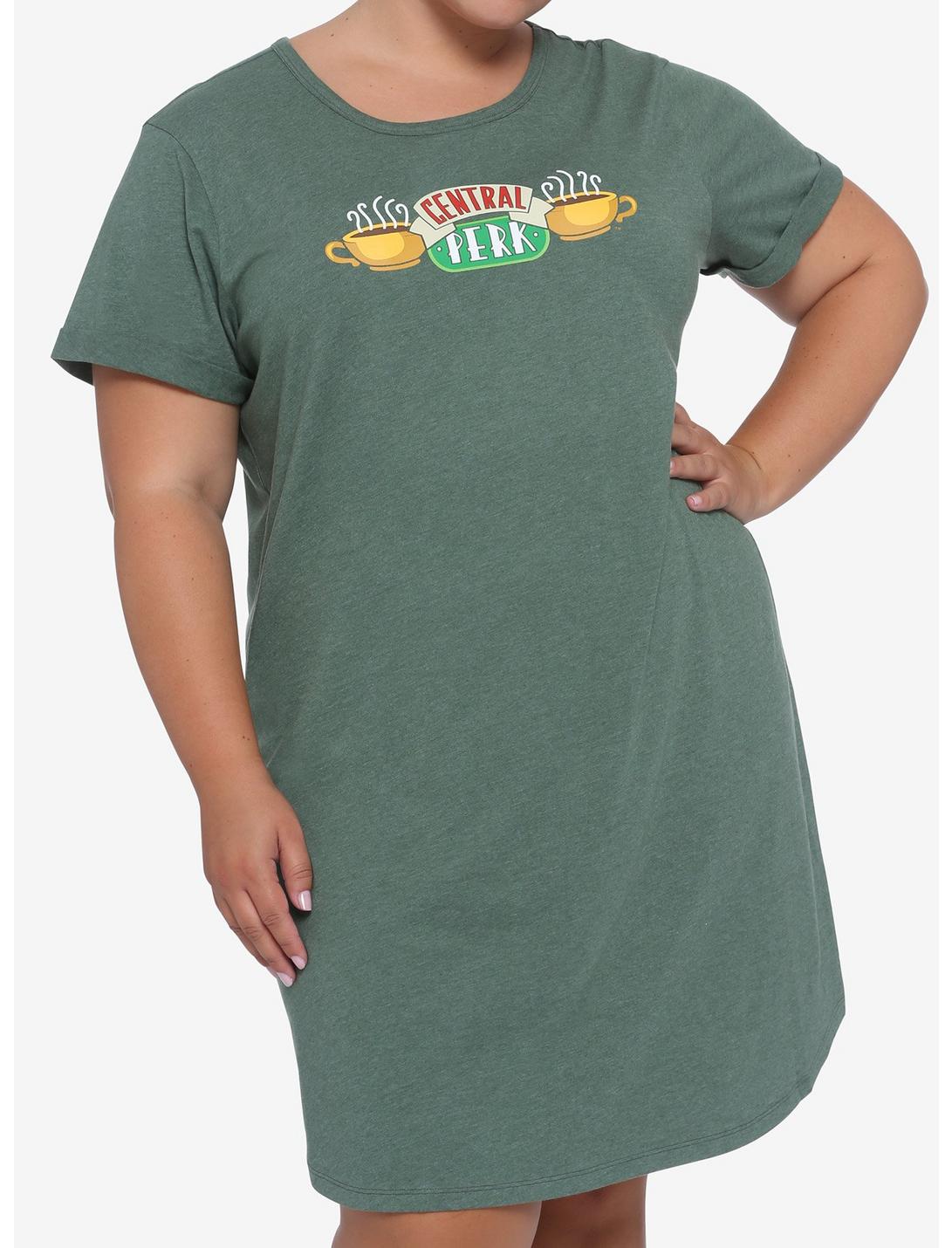Friends Central Perk T-Shirt Dress Plus Size, GREEN HEATHER, hi-res