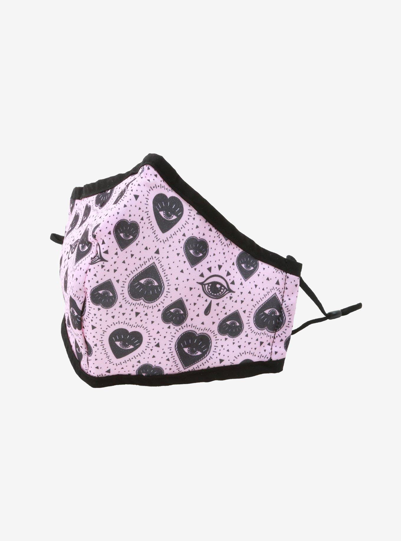 Pink & Black Planchette Adjustable Fashion Face Mask With Filter Pocket, , hi-res