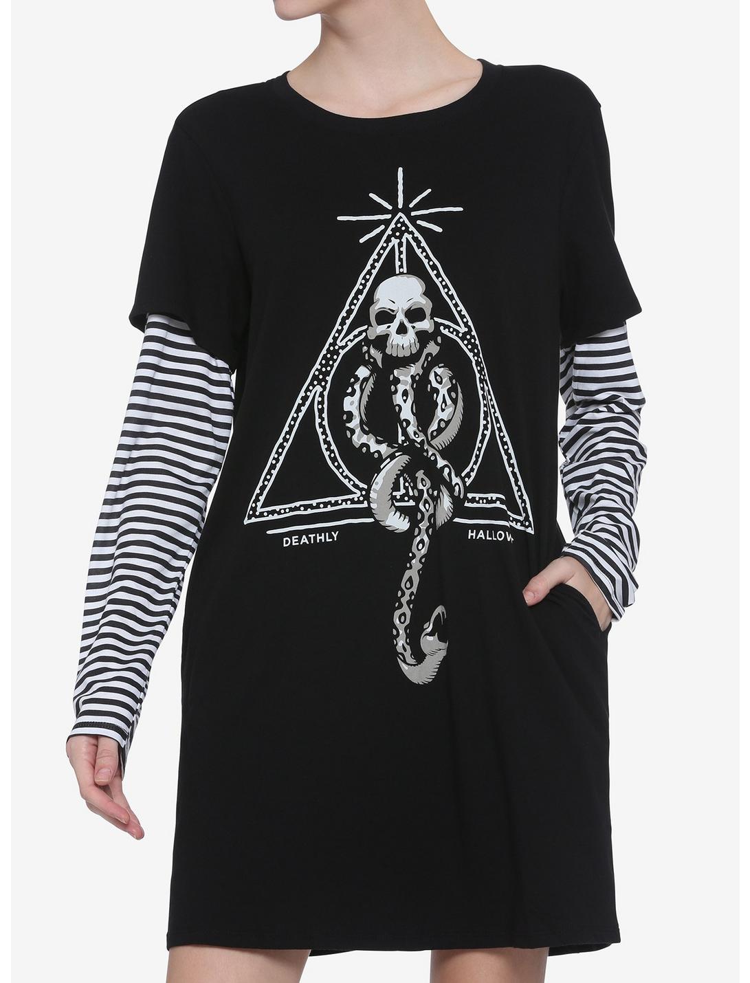 Harry Potter Dark Mark Long-Sleeve T-Shirt Dress, WHITE, hi-res