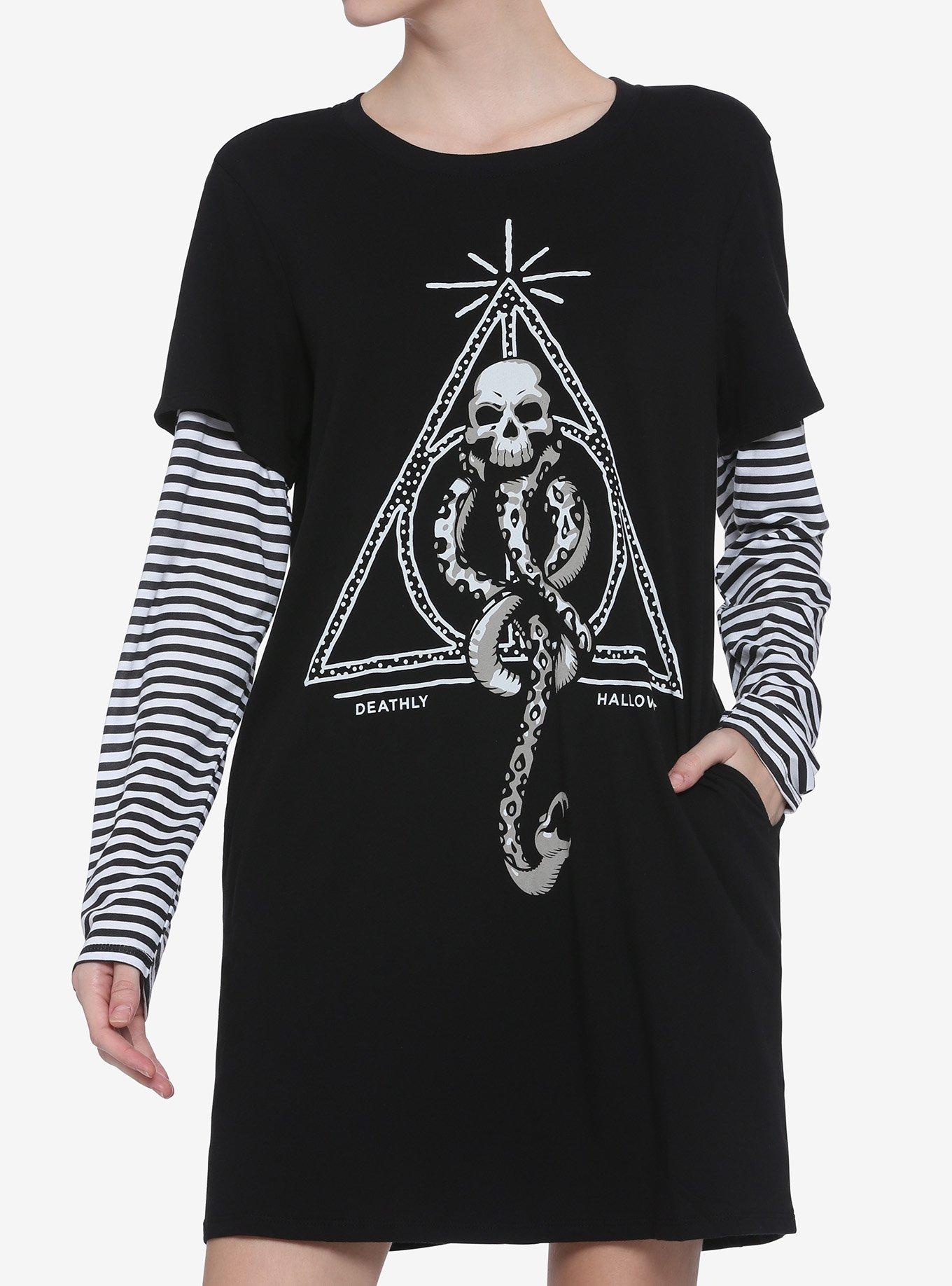 Harry Potter Dark Mark Long-Sleeve T-Shirt Dress, WHITE, hi-res