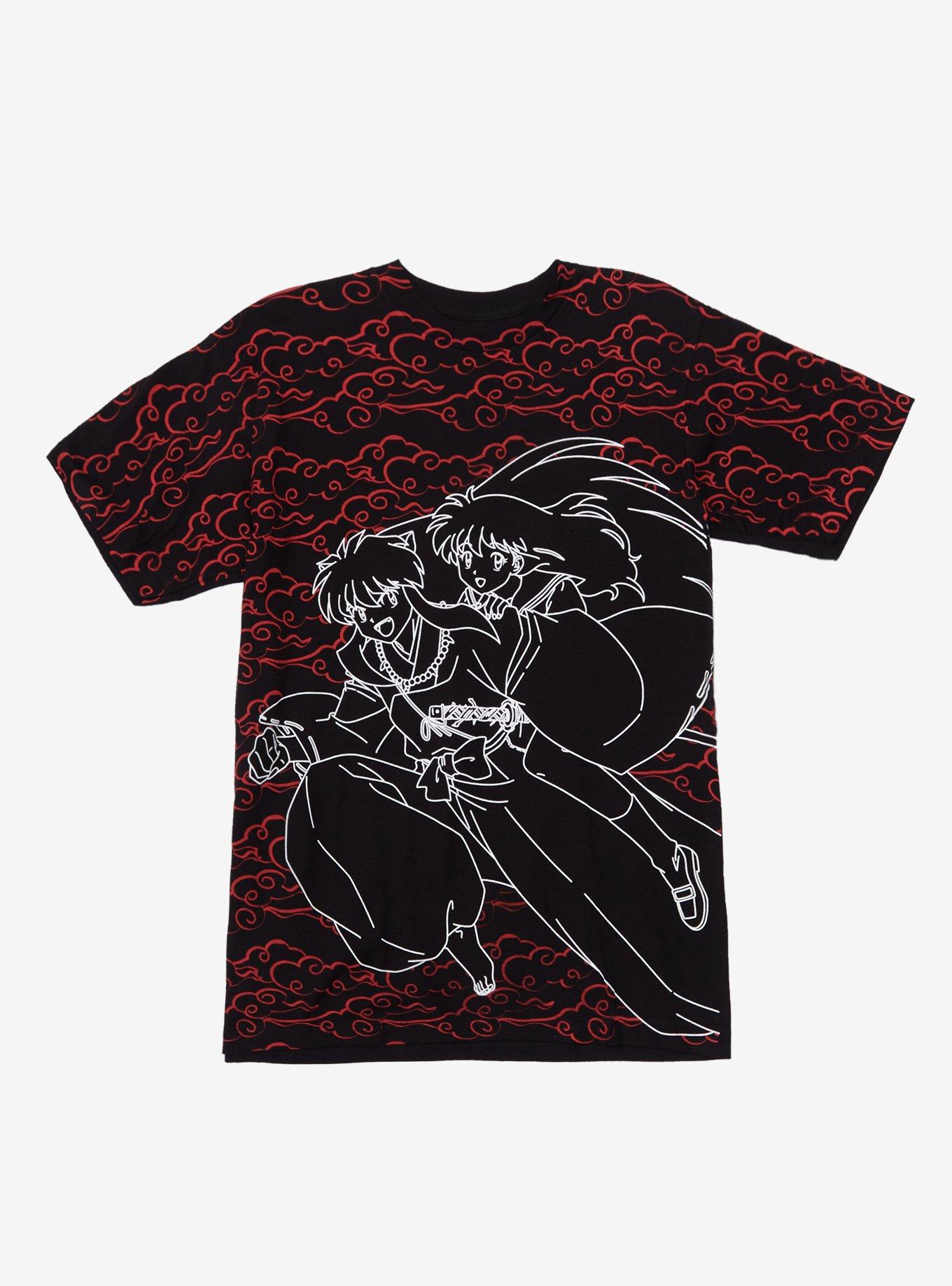 InuYasha Kagome & Clouds Outlines T-Shirt, MULTI, hi-res