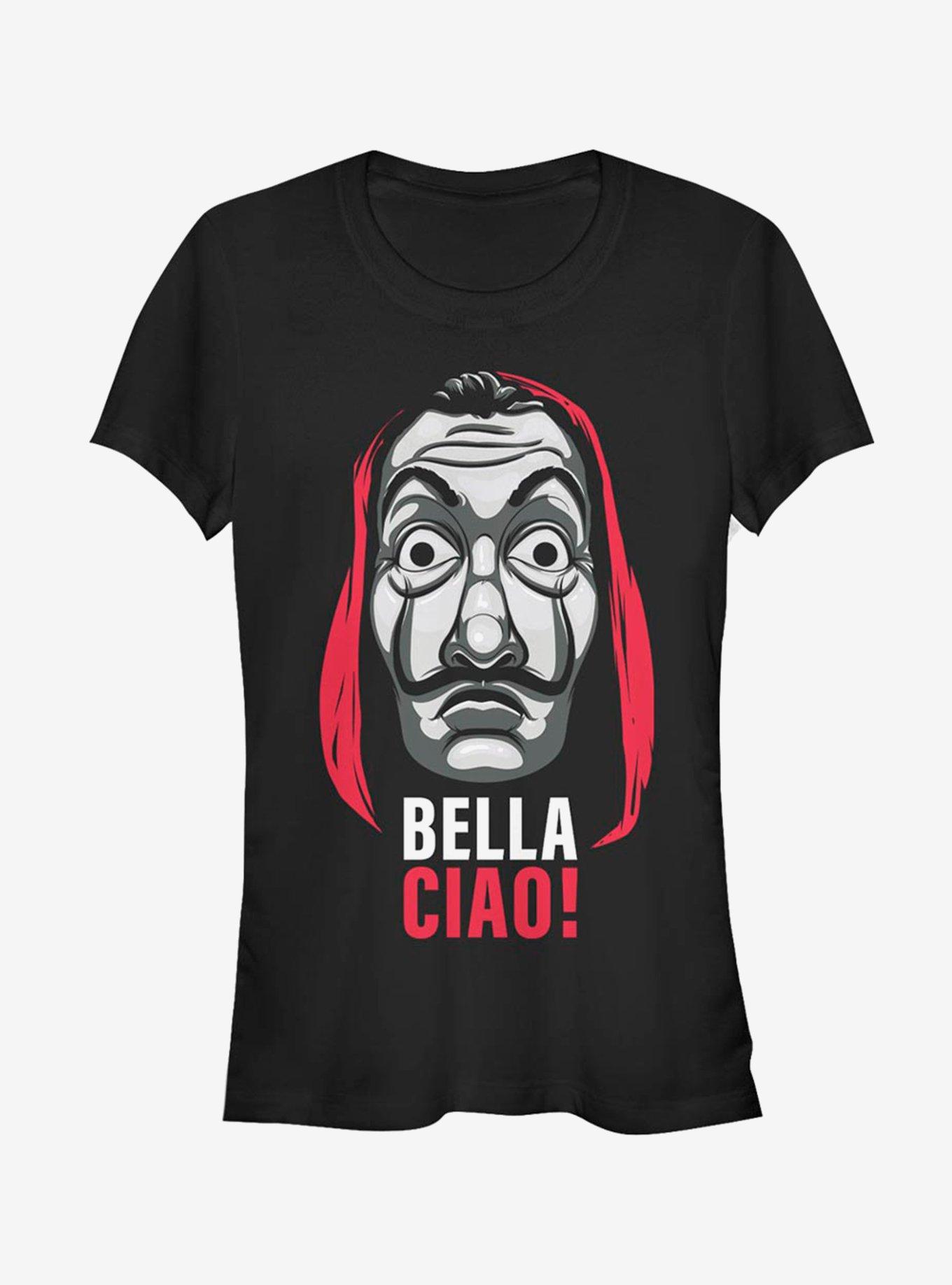 La Casa De Papel Bella Ciao Mask Girls T-Shirt, BLACK, hi-res