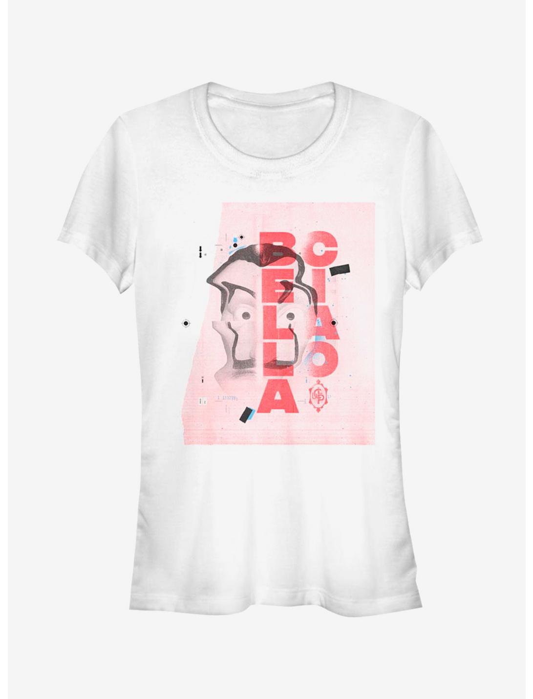 La Casa De Papel Warped Mask Collage Girls T-Shirt, WHITE, hi-res