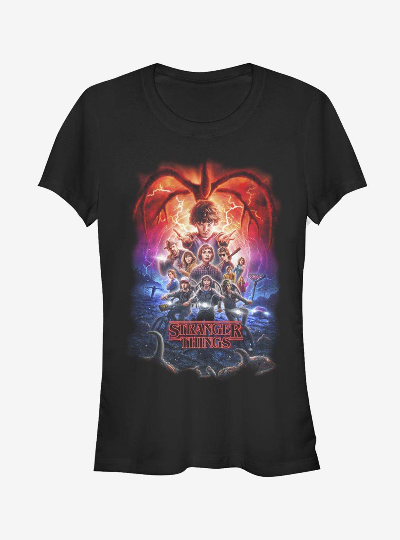 Stranger Things Group Pumpkins Poster Girls T-Shirt, BLACK, hi-res