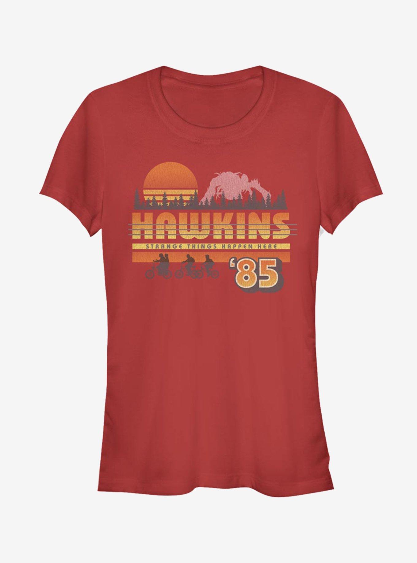 Stranger Things Hawkins Vintage Sunsnet Girls T-Shirt, RED, hi-res