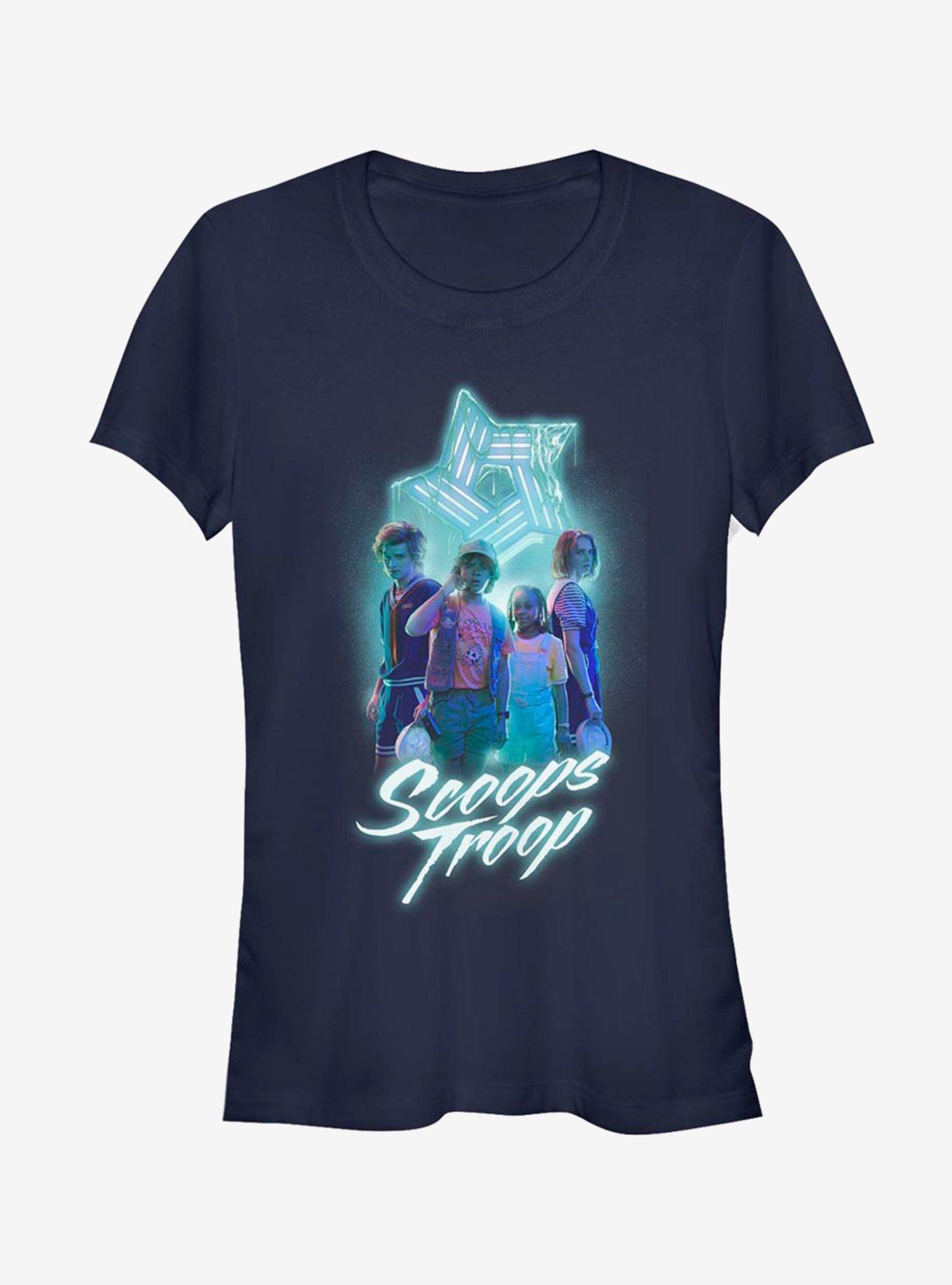 Stranger Things Scoops Troop Girls T-Shirt, NAVY, hi-res