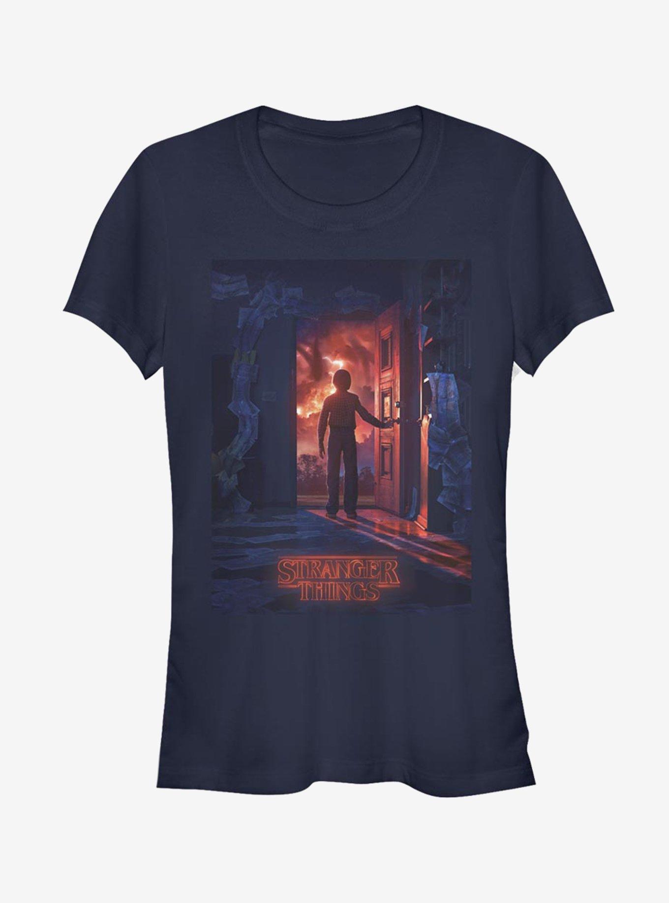 Stranger Things Will Open Door Poster Girls T-Shirt, NAVY, hi-res