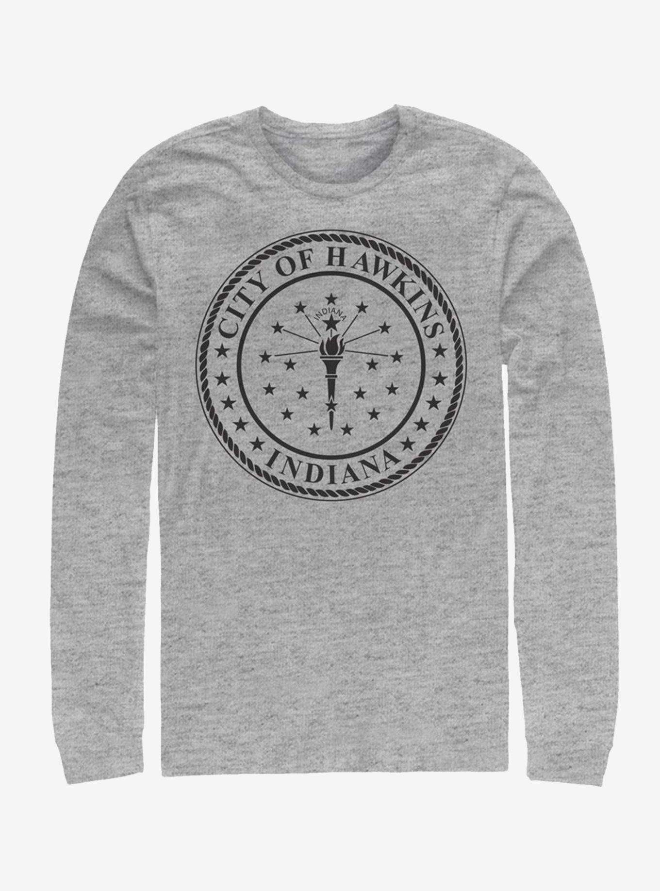 Stranger Things Hawkins City Seal Long-Sleeve T-Shirt, ATH HTR, hi-res