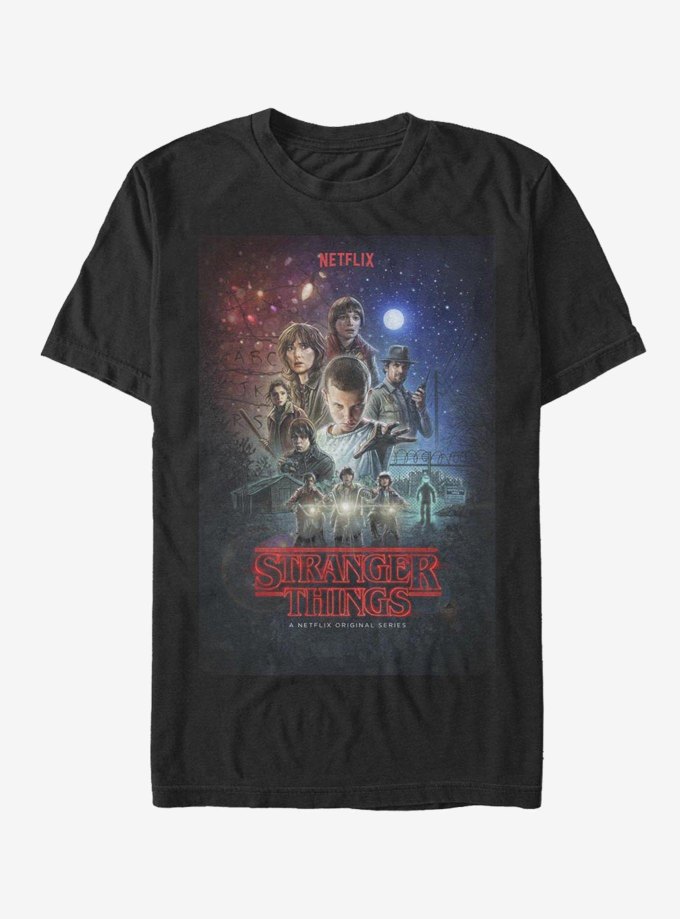 Stranger Things Classic Illustrated Poster T-Shirt, BLACK, hi-res