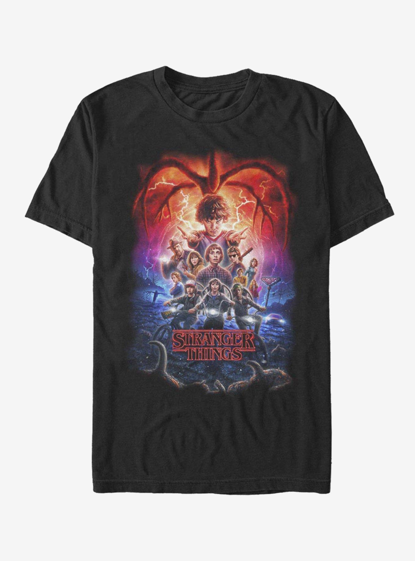 Stranger Things Group Pumpkins Poster T-Shirt, BLACK, hi-res