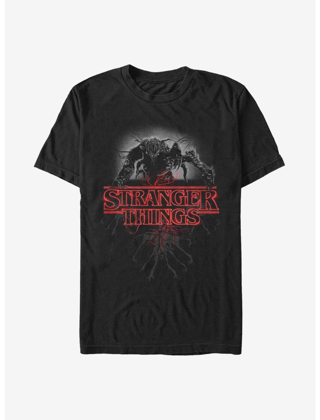 Stranger Things Logo Demogorgon T-Shirt, BLACK, hi-res