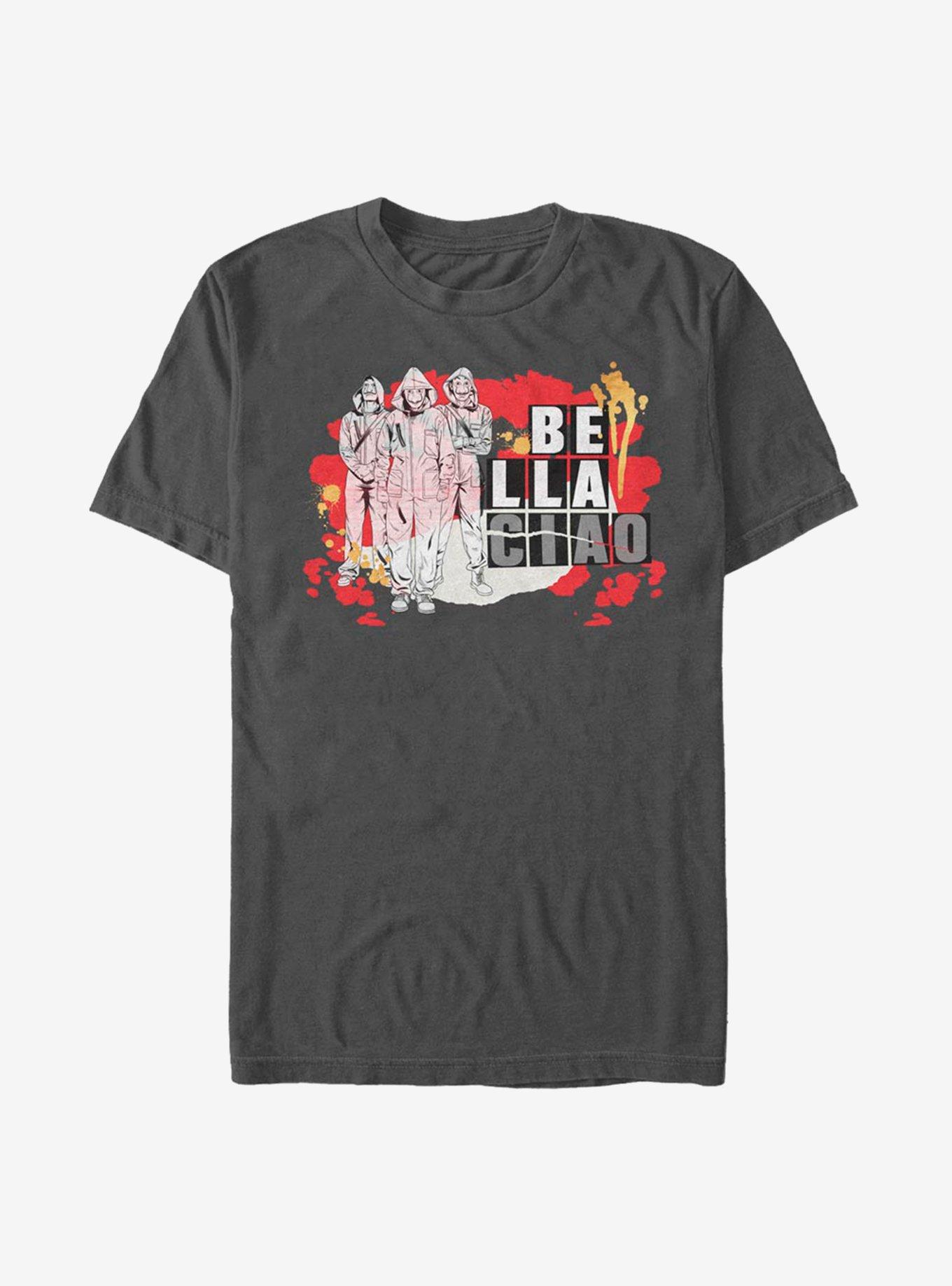 La Casa De Papel Bella Masked Paint T-Shirt - GREY | BoxLunch