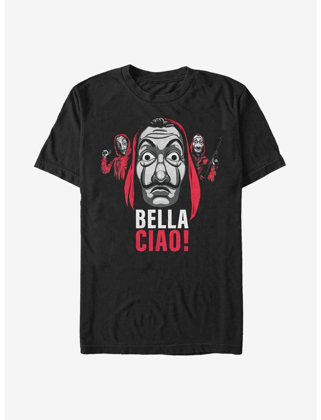 La Casa De Papel Ciao Masked Trio T-Shirt, BLACK, hi-res