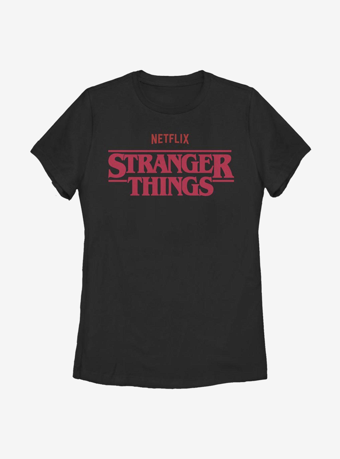 Stranger Things Netflix Stranger Logo Womens T-Shirt - BLACK | BoxLunch