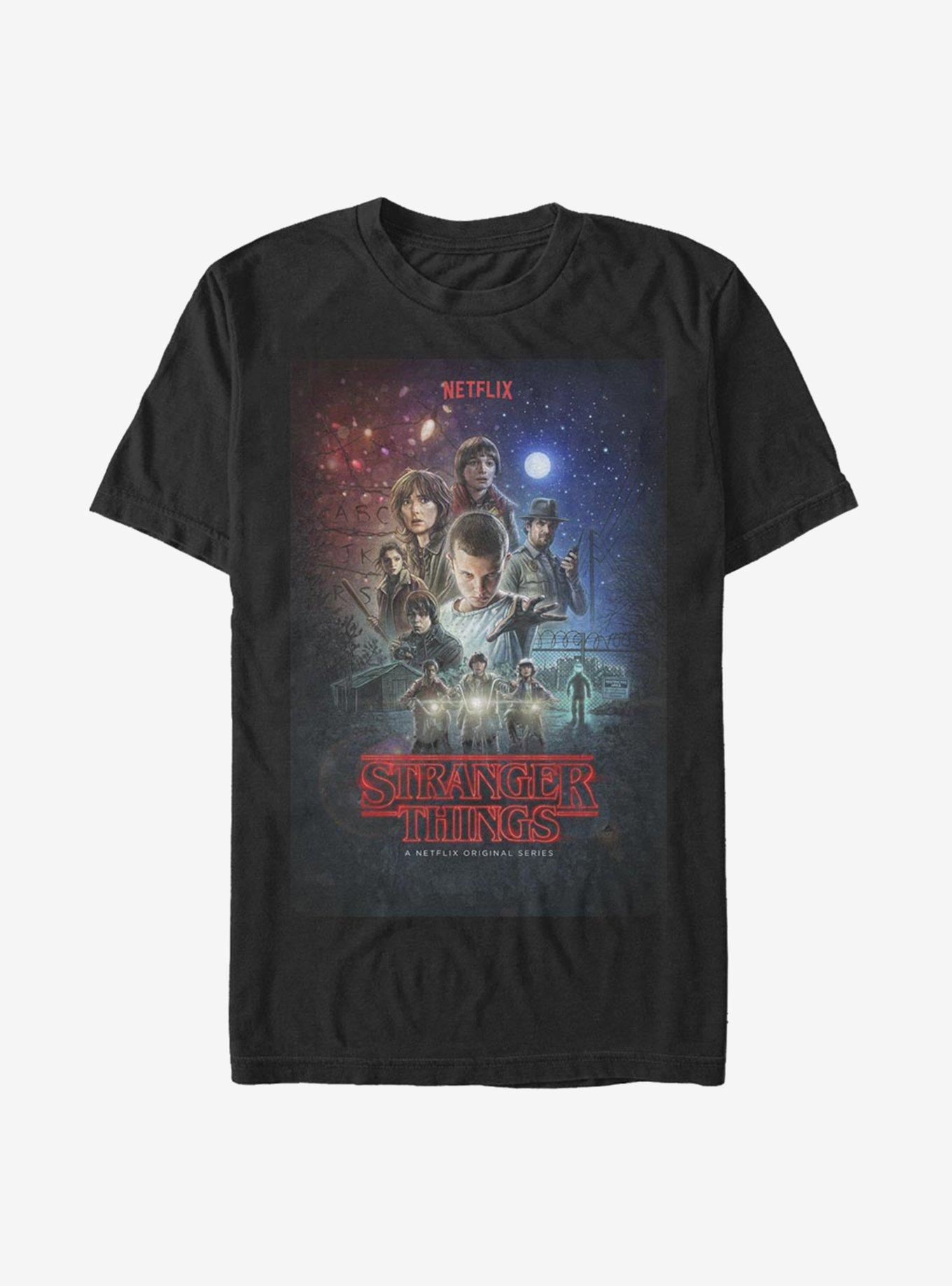 Stranger Things Classic Illustrated Poster T-Shirt, BLACK, hi-res