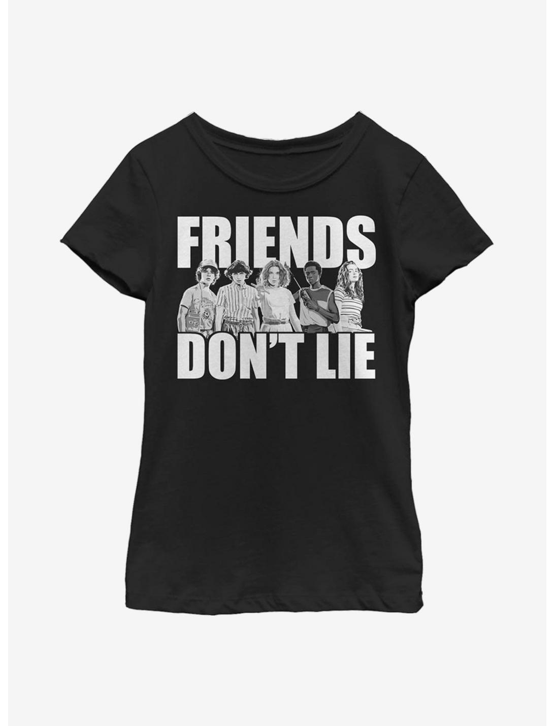 Stranger Things Cast Friends Don't Lie Youth Girls T-Shirt, BLACK, hi-res