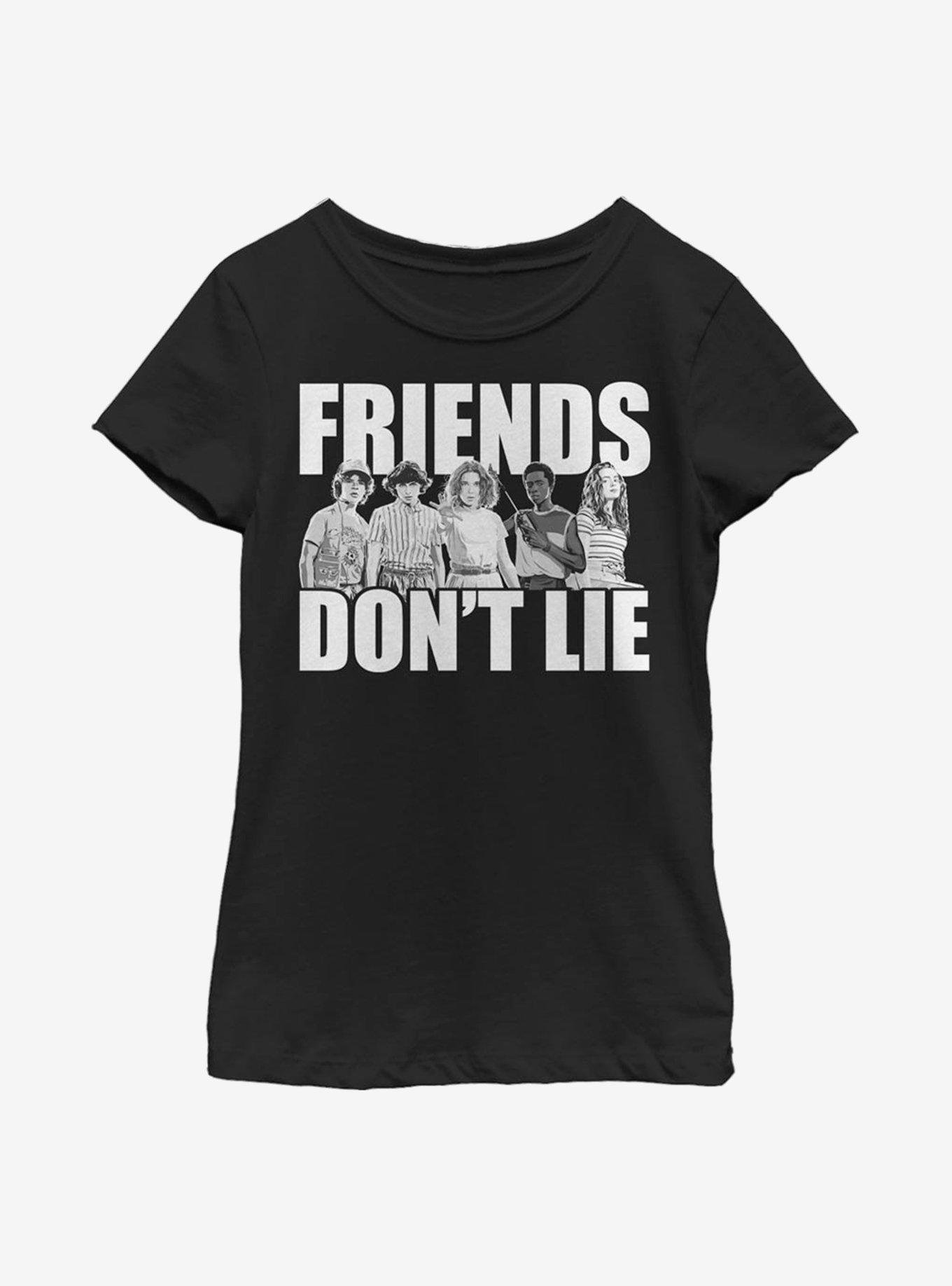 Stranger Things Cast Friends Don't Lie Youth Girls T-Shirt, BLACK, hi-res view 1