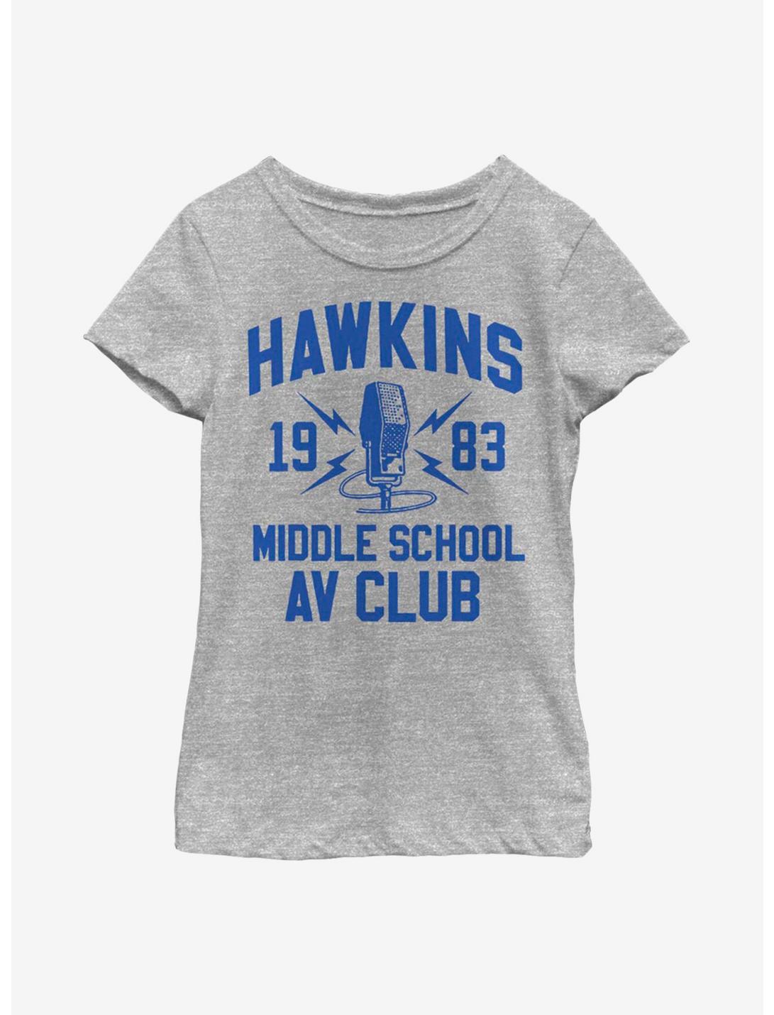 Stranger Things Hawkins AV Club Youth Girls T-Shirt, ATH HTR, hi-res