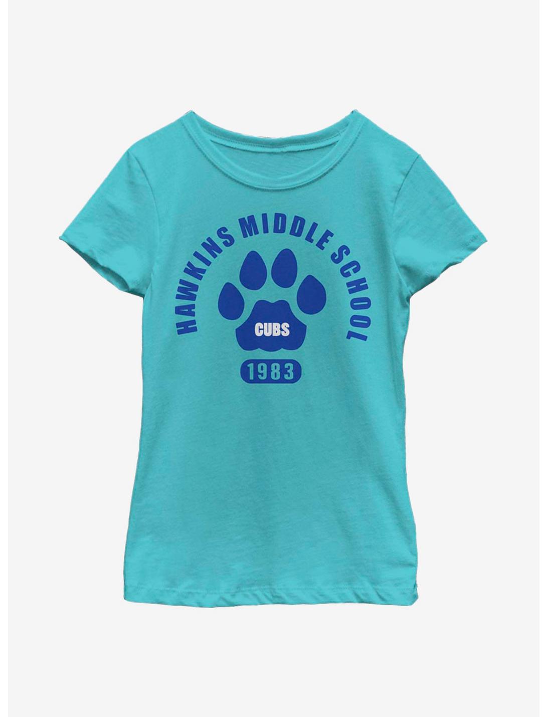 Stranger Things Hawkins Cubs Paw Emblem Youth Girls T-Shirt, TAHI BLUE, hi-res