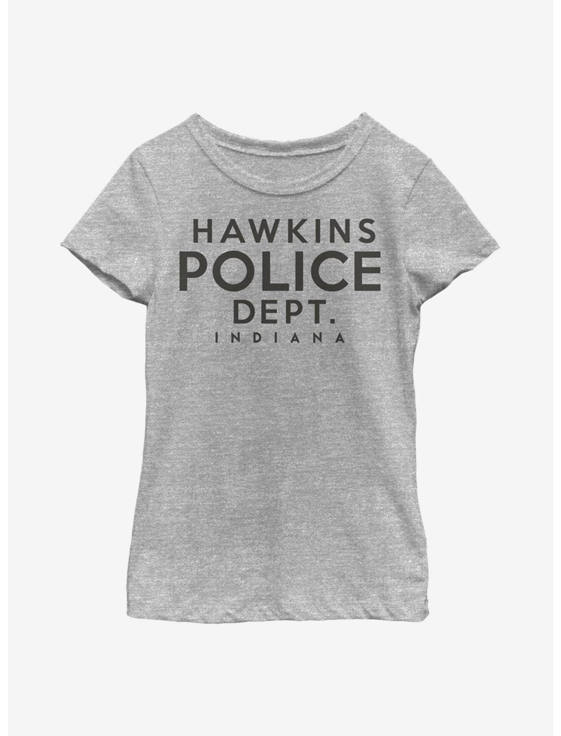 Stranger Things Hawkins Police Department Youth Girls T-Shirt, ATH HTR, hi-res