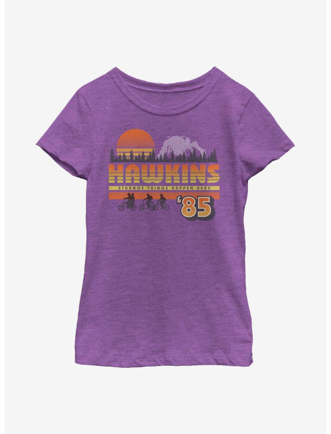 Stranger Things Hawkins Vintage Sunsnet Youth Girls T-Shirt, PURPLE BERRY, hi-res