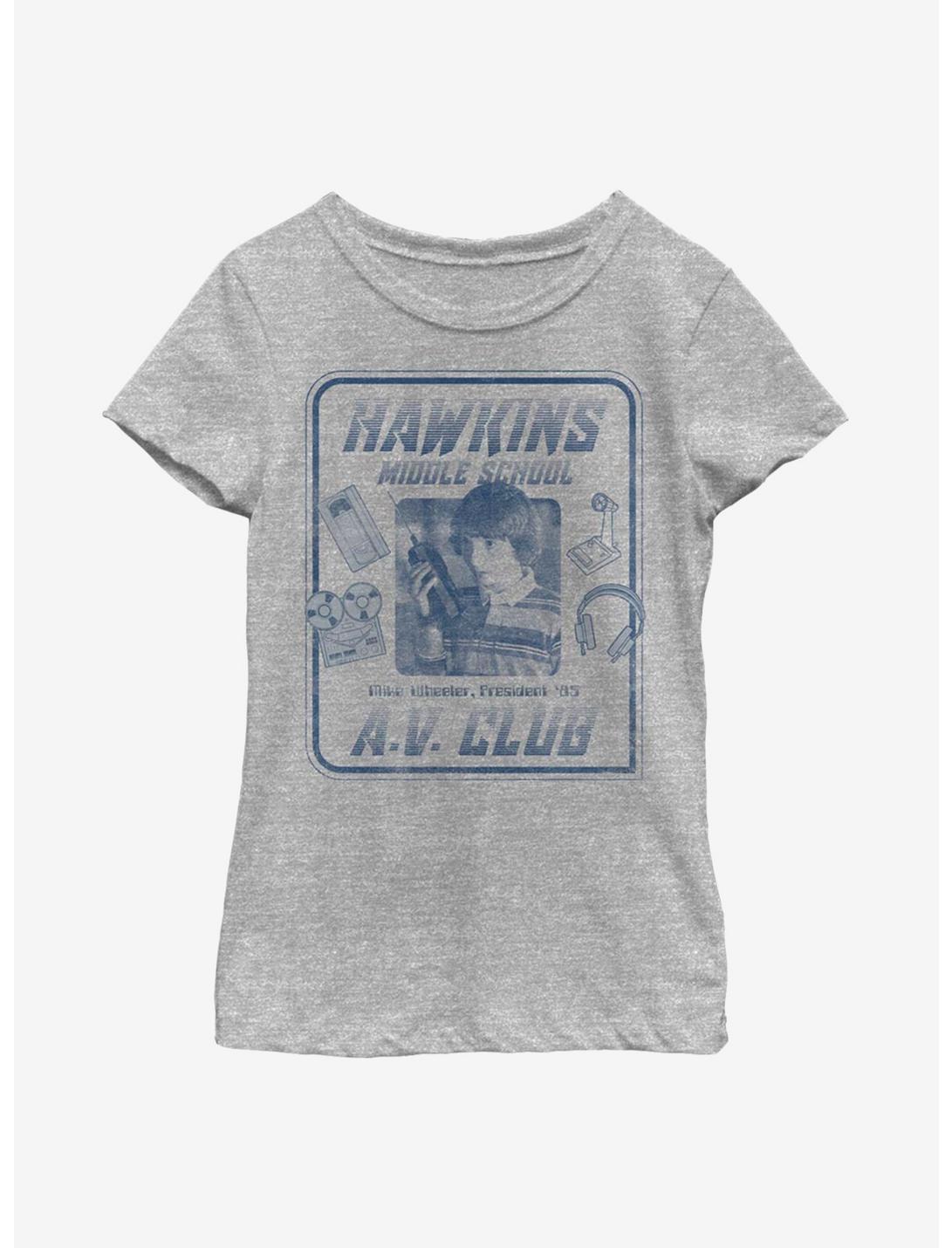 Stranger Things Mike Hawkins AV President Youth Girls T-Shirt, ATH HTR, hi-res