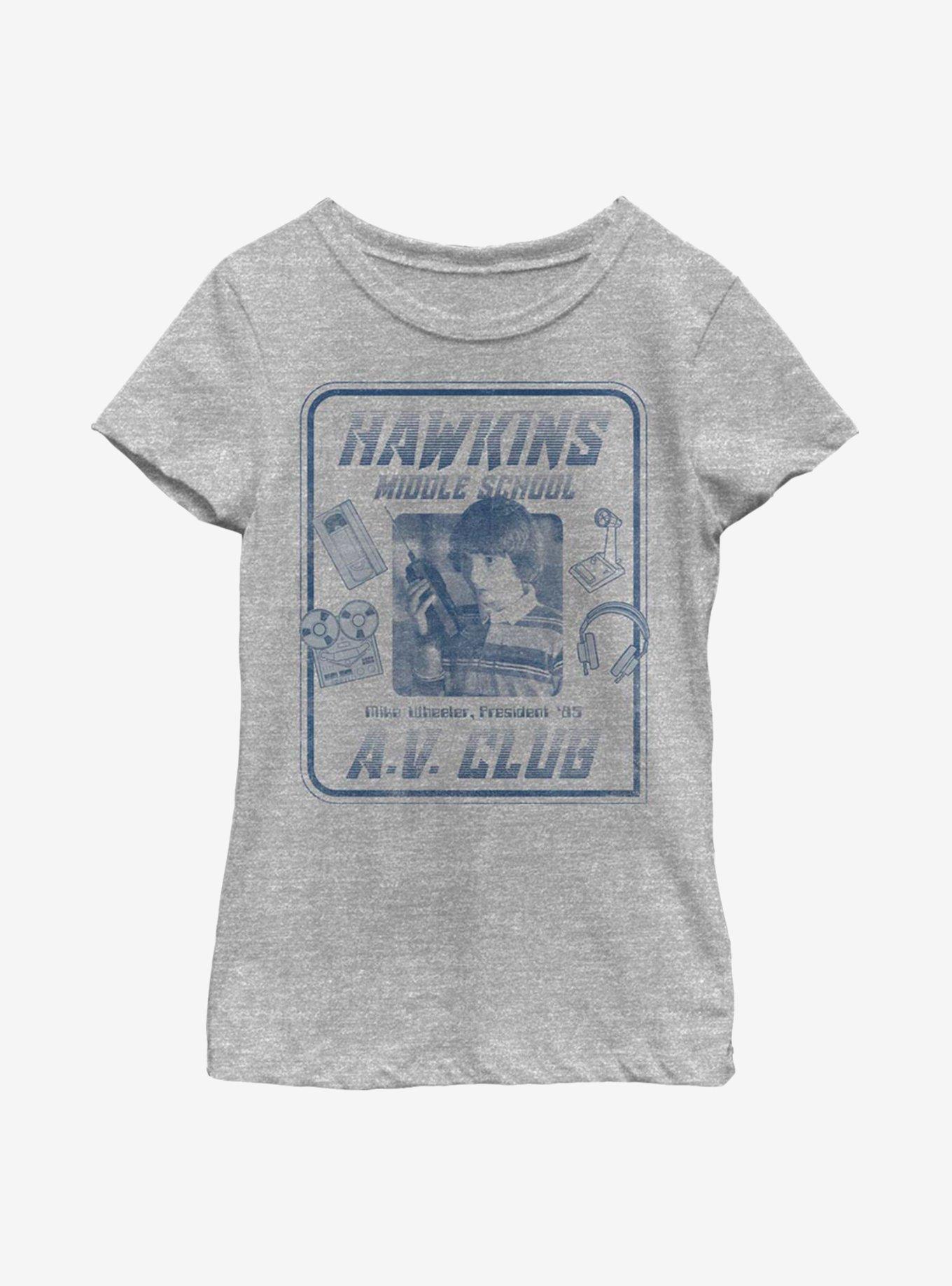 Stranger Things Mike Hawkins AV President Youth Girls T-Shirt, ATH HTR, hi-res