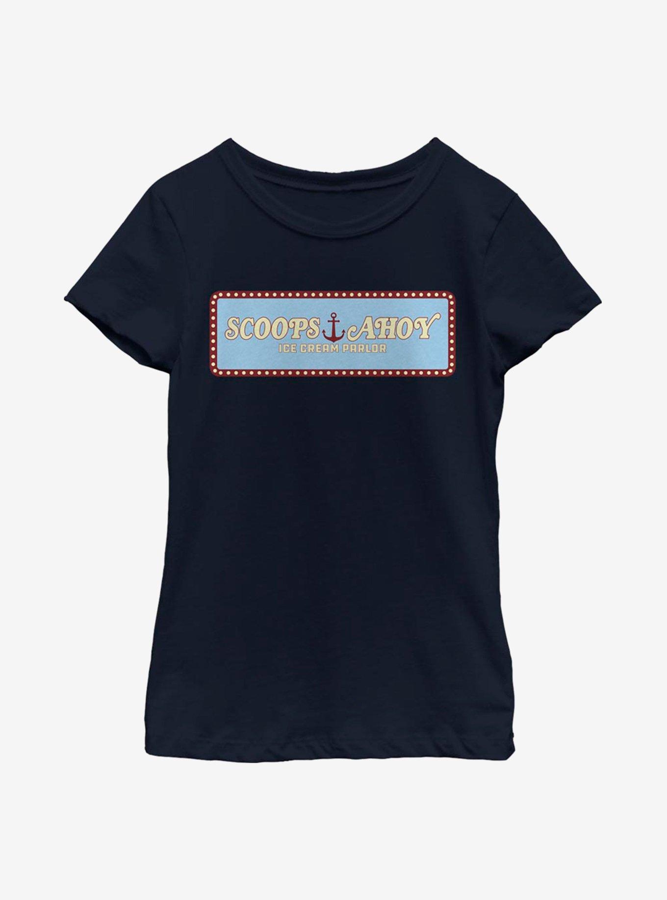 Stranger Things Scoops Ahoy Panel Youth Girls T-Shirt, NAVY, hi-res