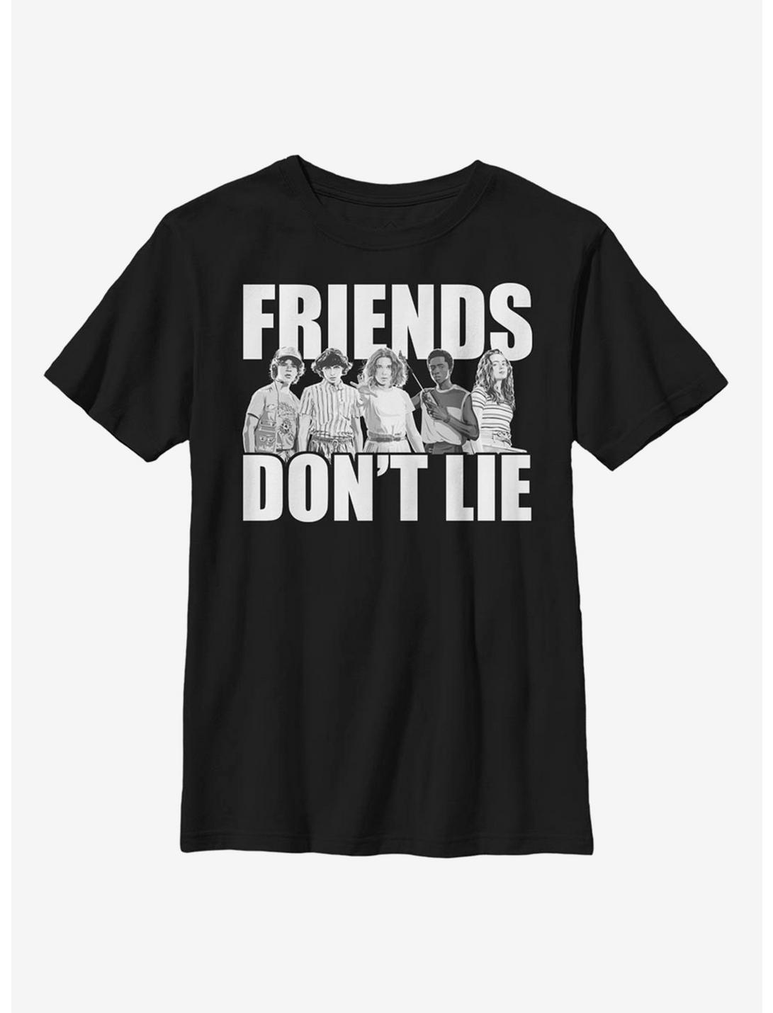 Stranger Things Cast Friends Don't Lie Youth T-Shirt, BLACK, hi-res