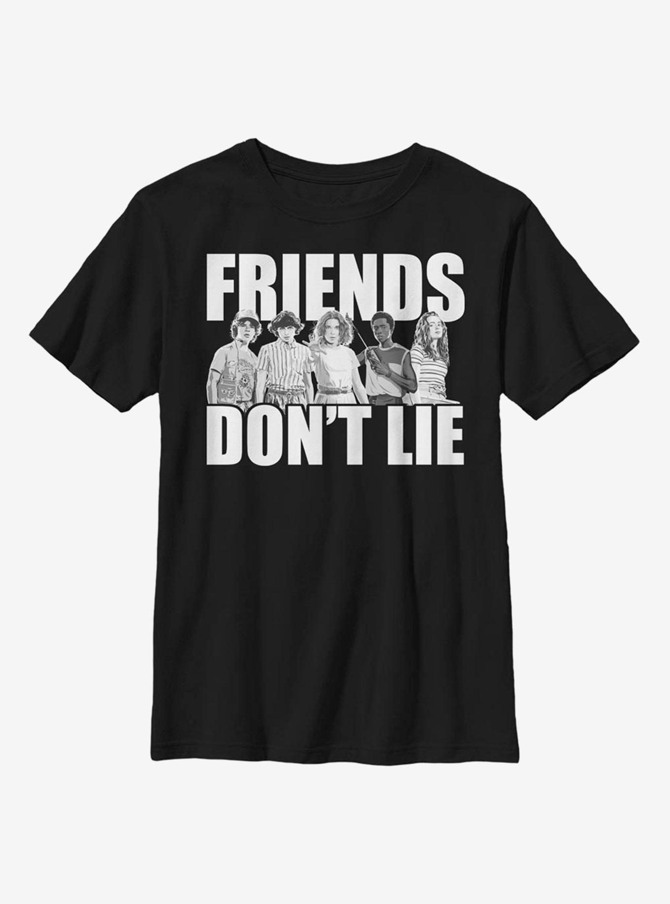 Stranger Things Cast Friends Don't Lie Youth T-Shirt, BLACK, hi-res