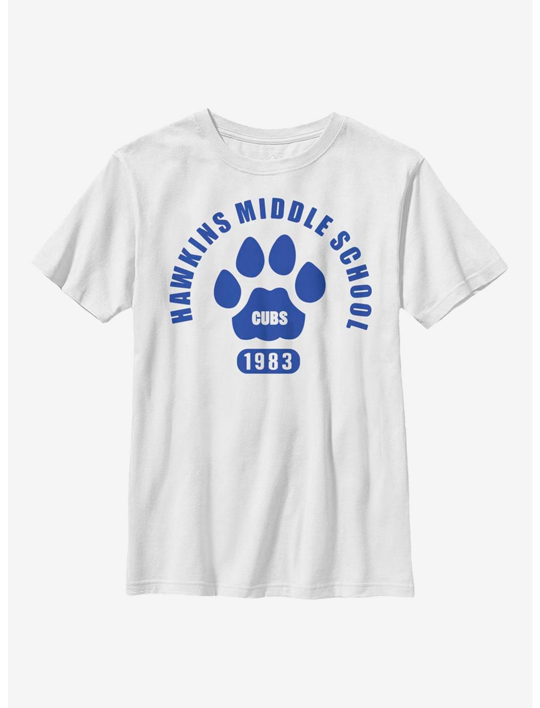 Stranger Things Hawkins Cubs Paw Emblem Youth T-Shirt, WHITE, hi-res