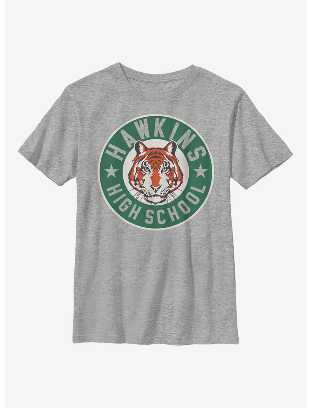 Stranger Things Hawkins High Tiger Emblem Youth T-Shirt, ATH HTR, hi-res