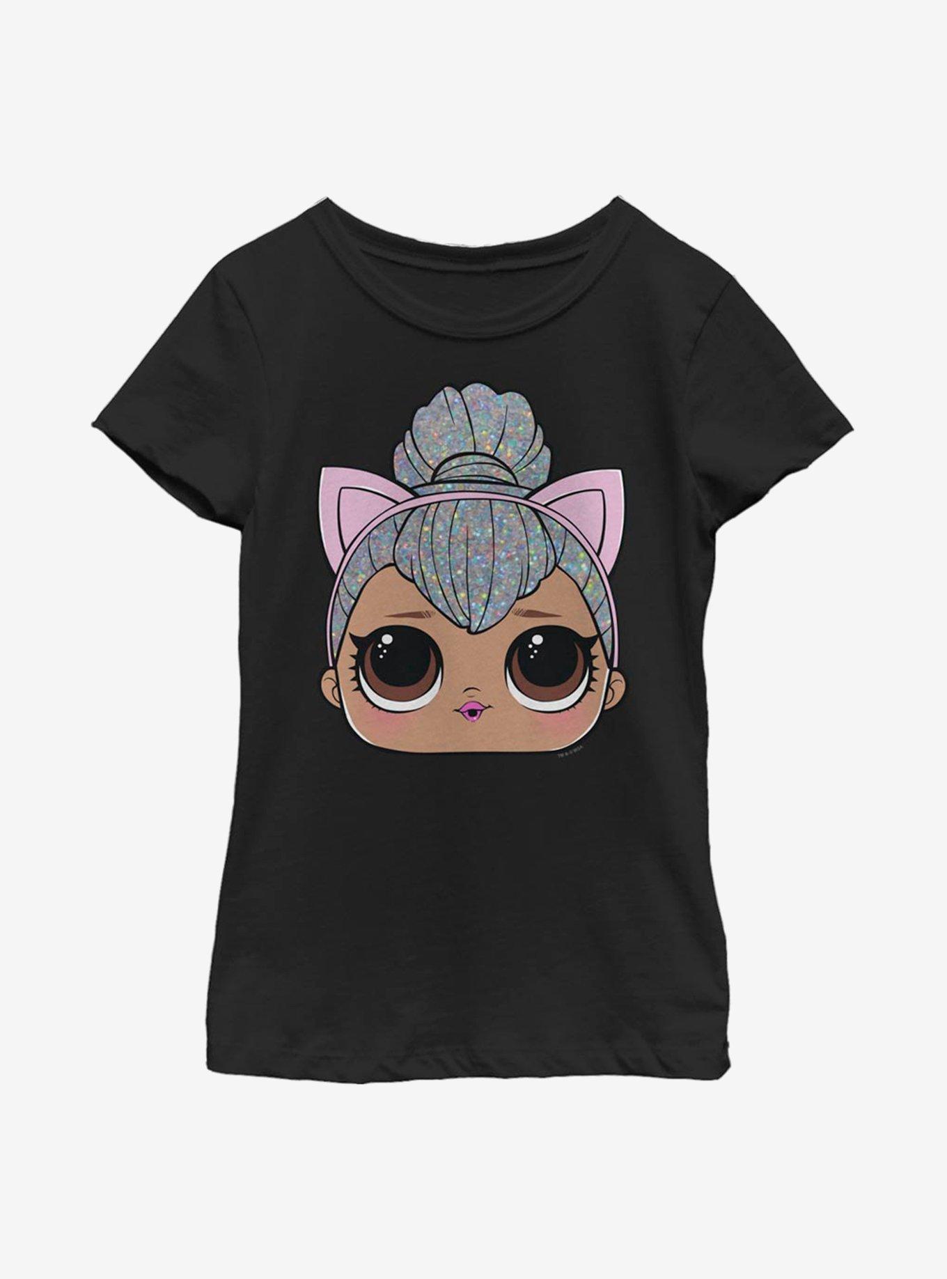 L.O.L. Surprise! BigFace KittyQueen Youth Girls T-Shirt, BLACK, hi-res