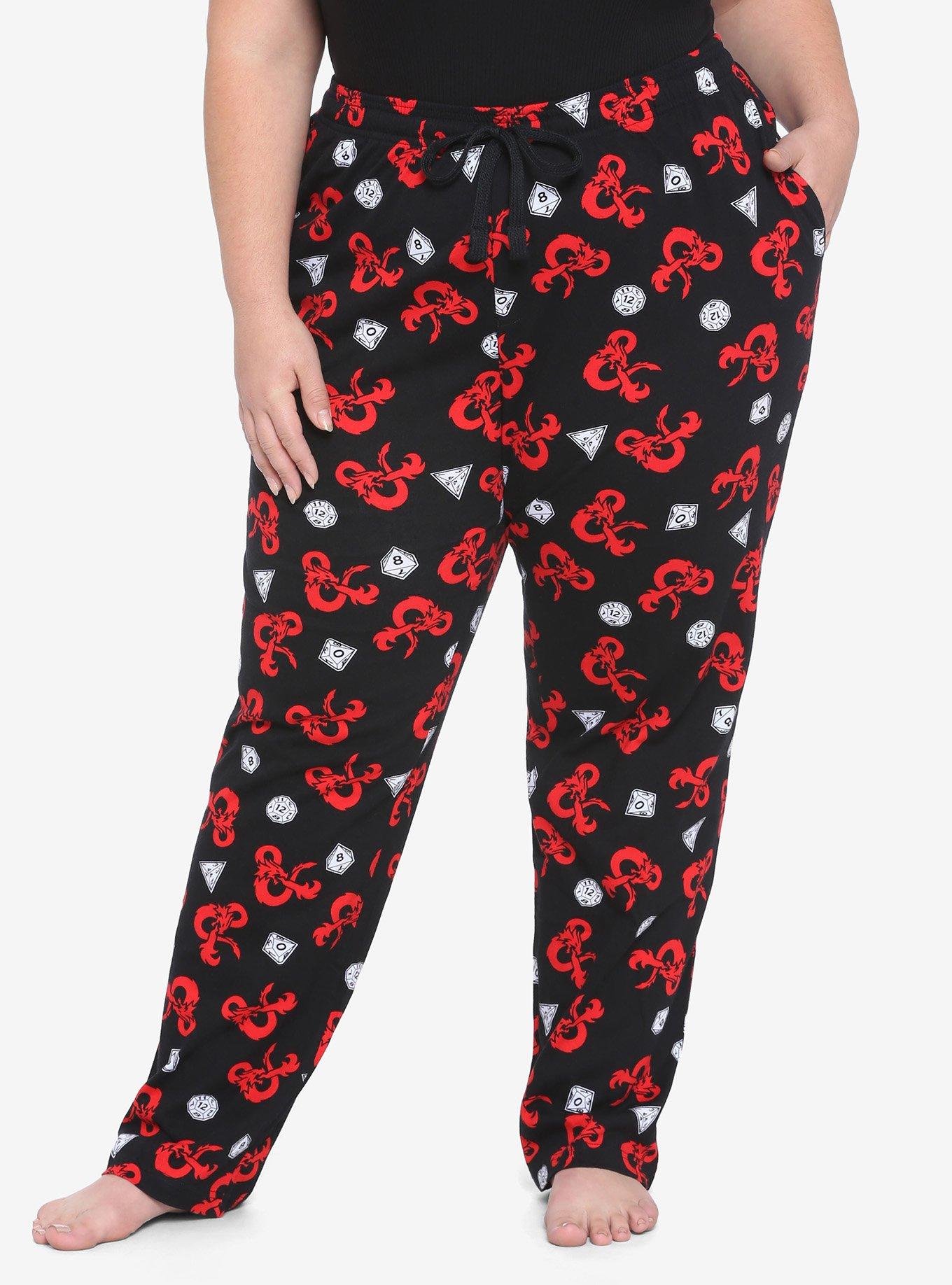 Dungeons & Dragons Black & Red Girls Pajama Pants Plus Size