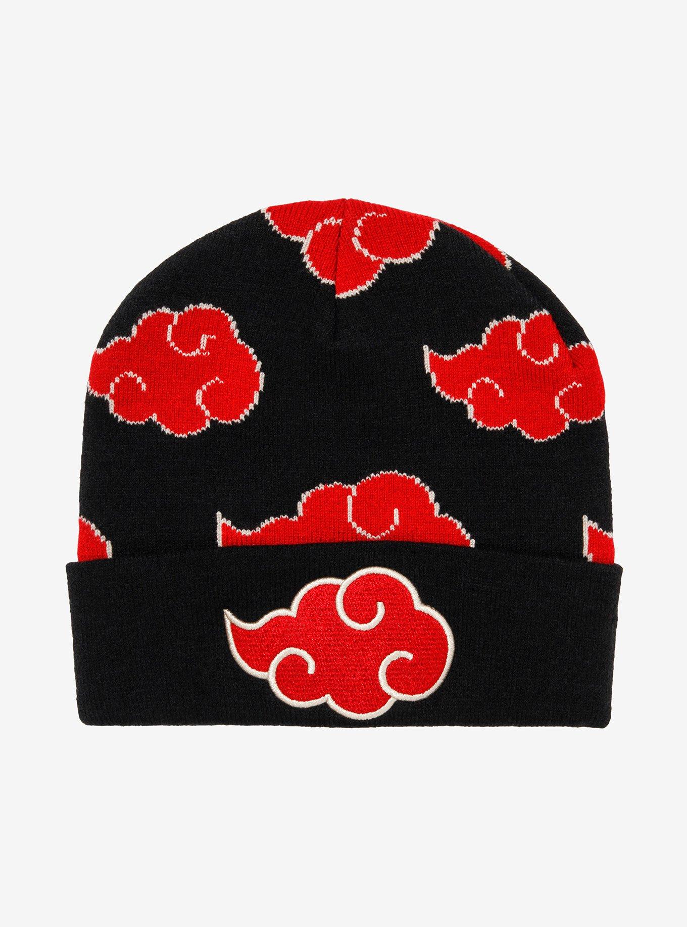 Naruto Akatsuki nuvens vermelhas Bonnet Caps, Casual Hip Hop malha