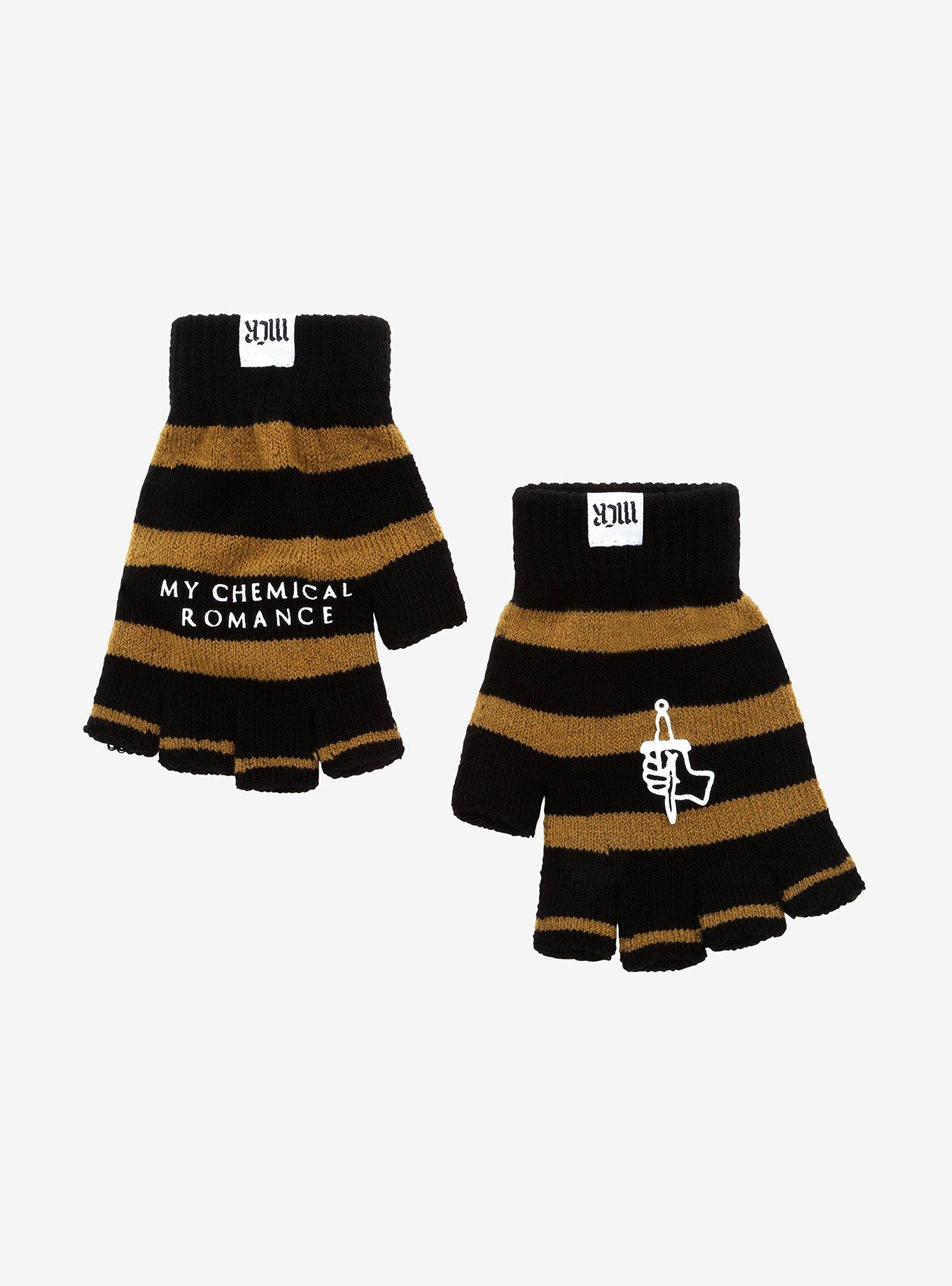 My Chemical Romance Stripe Fingerless Gloves Hot Topic