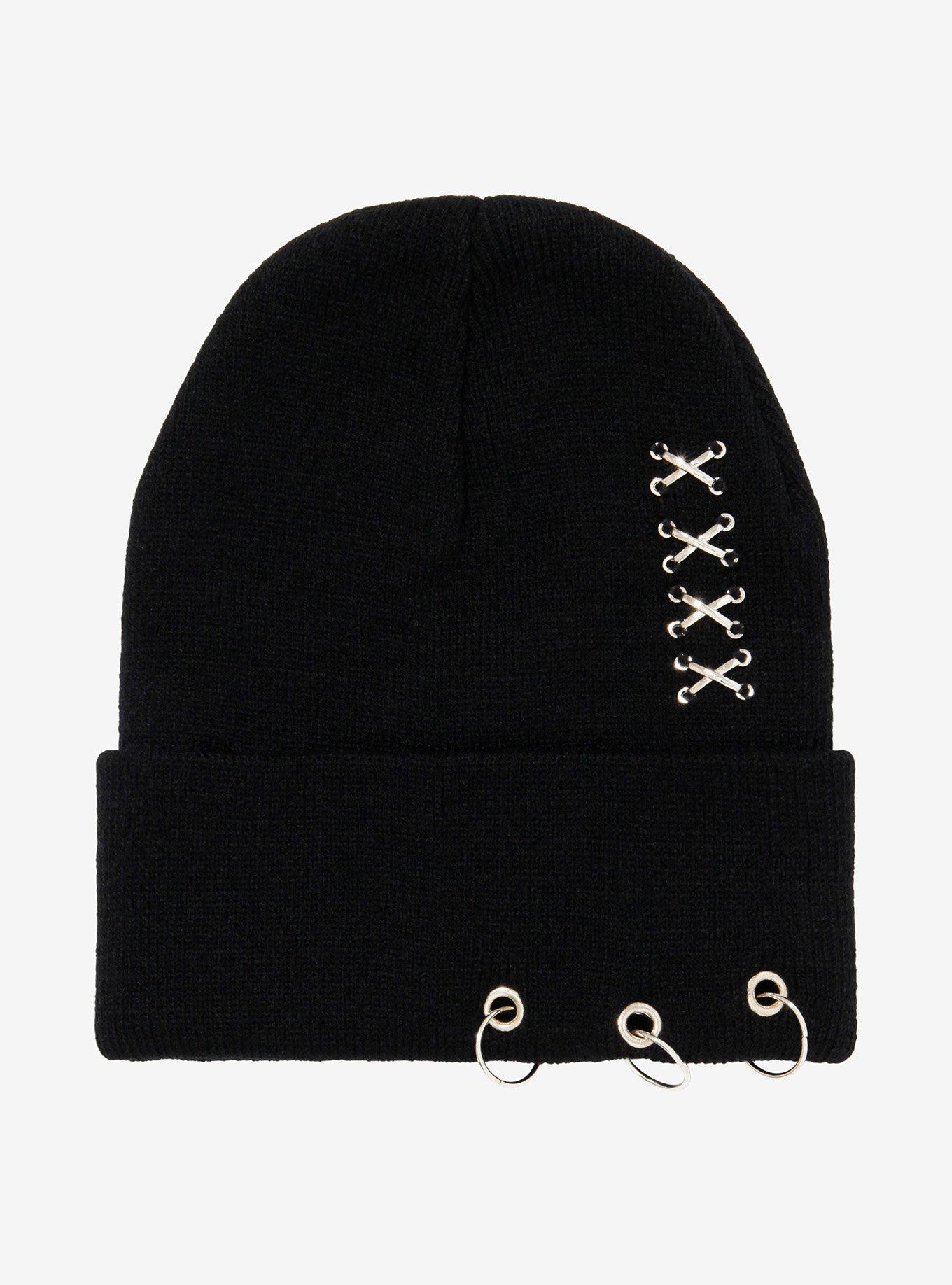Black Pierced Beanie