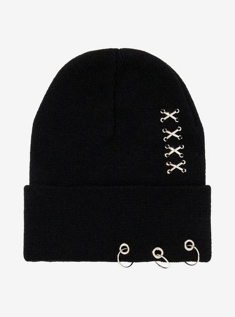 Black Pierced Beanie | Hot Topic