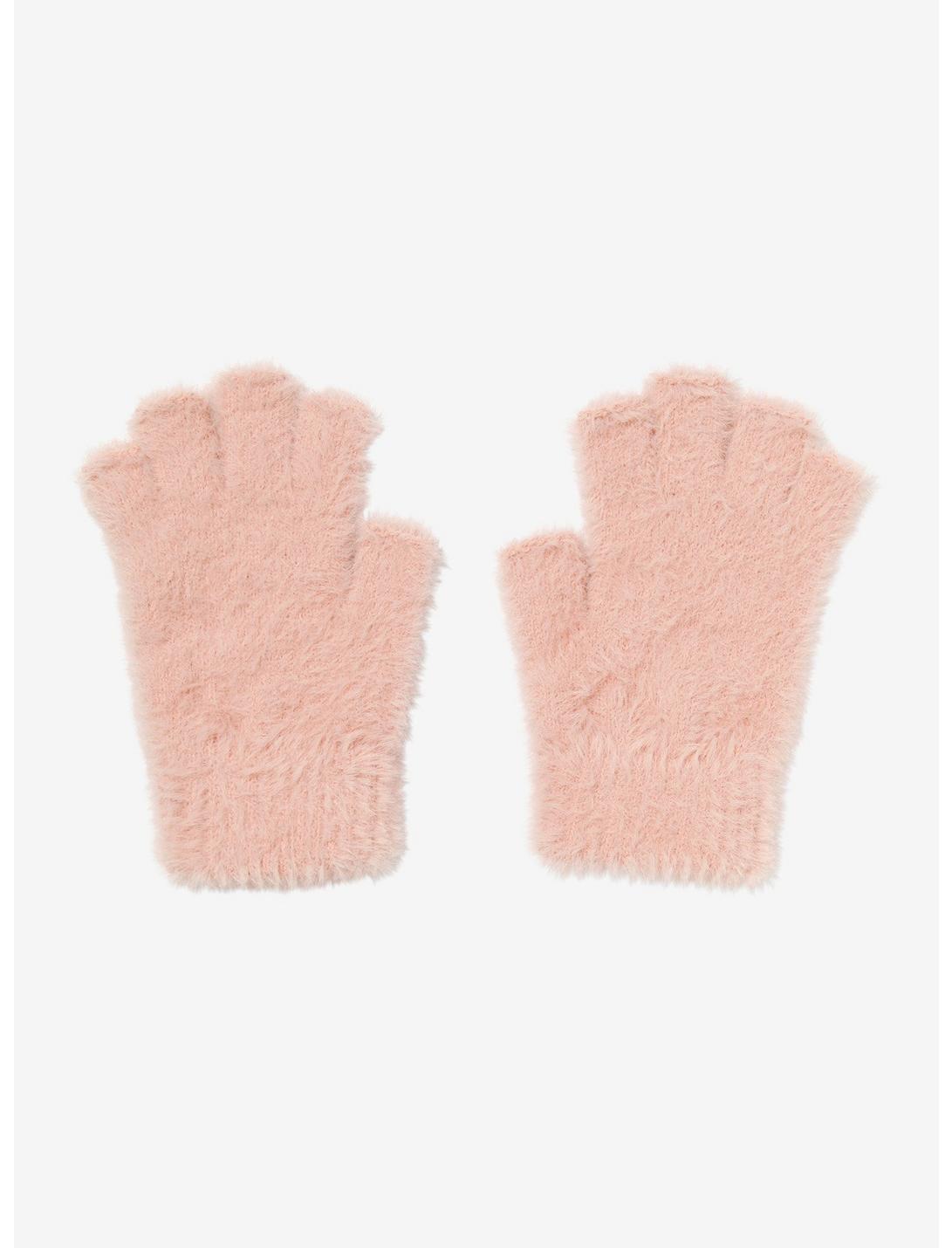 Pink Fuzzy Fingerless Gloves, , hi-res