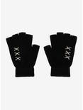 Black Pierced Fingerless Gloves, , hi-res