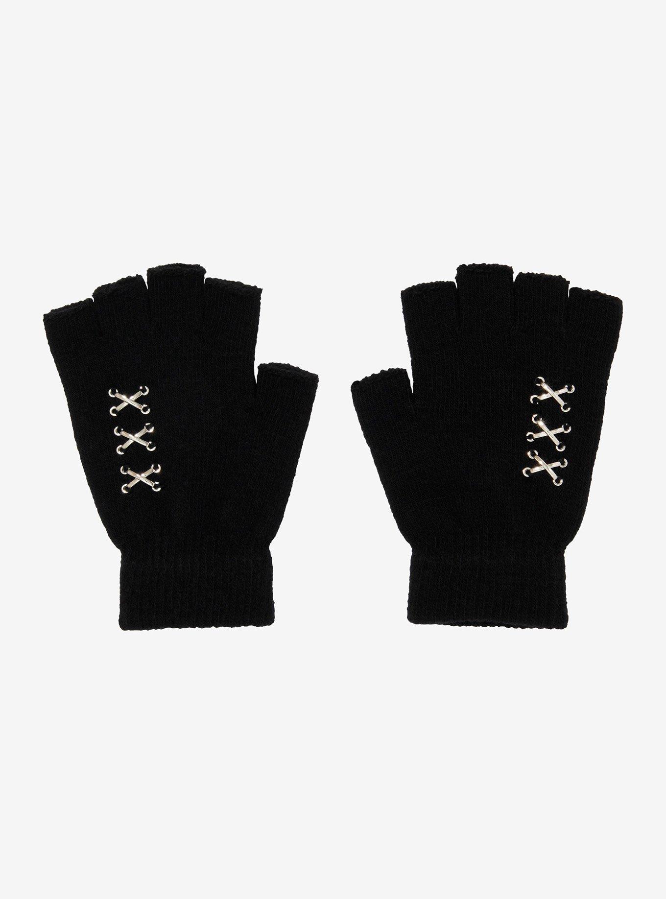 KROSS WRAP KOMBAT Black Fingerless Leather Gloves -  Hong Kong